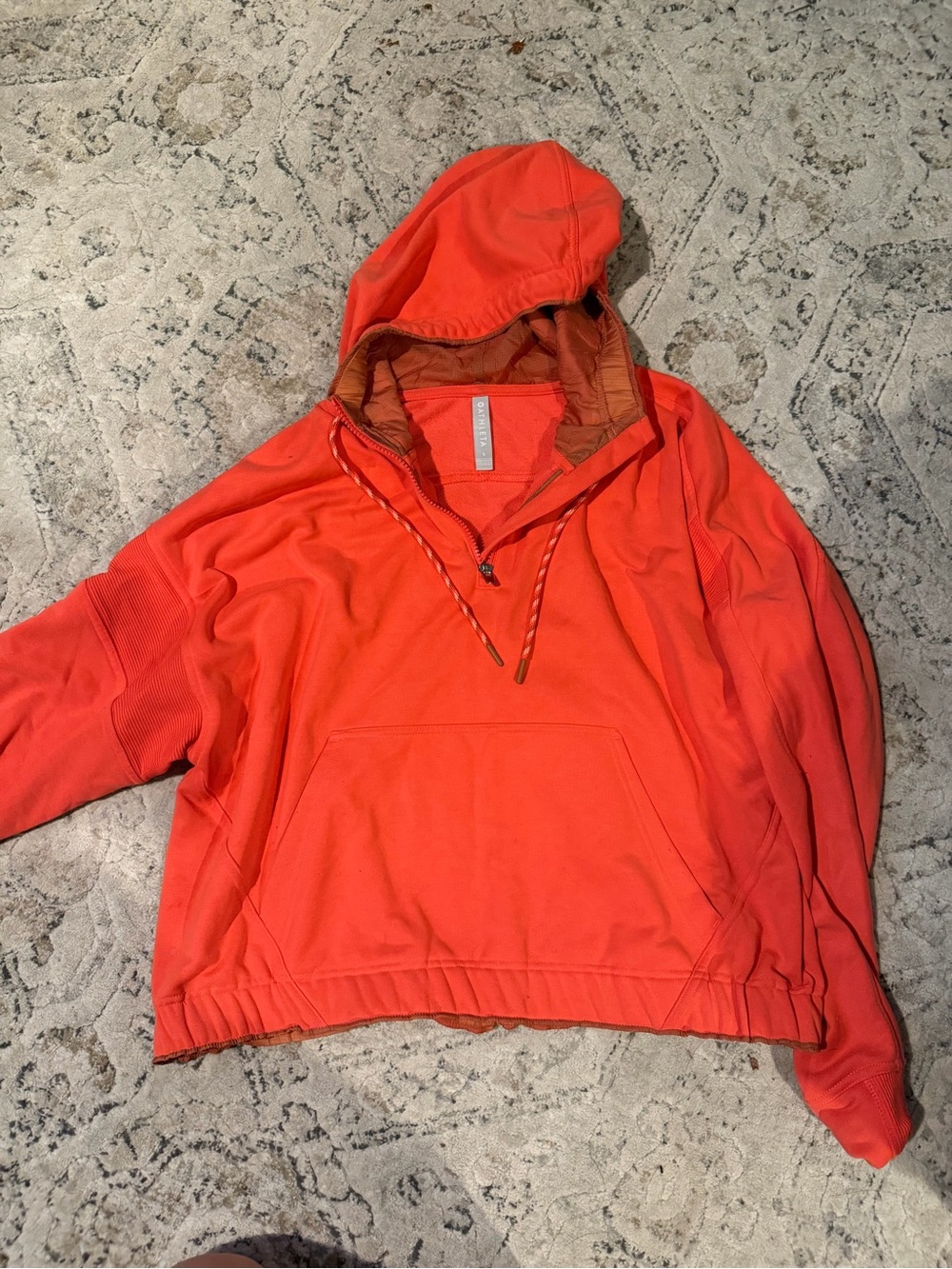 Athleta Orange Cowl Hooded Pullover Sweater